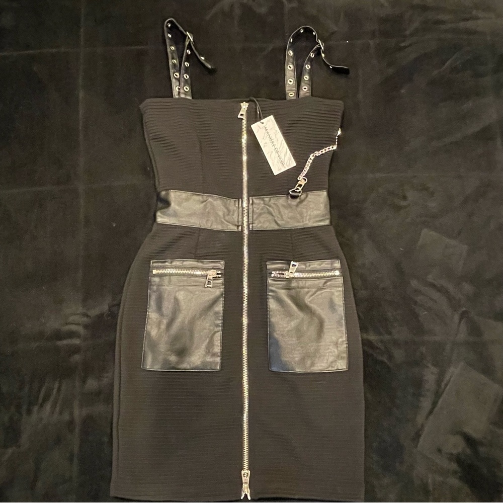 Maniere de voir ribbed leather dress